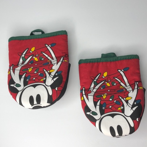 Disney 2 Pack Mickey Mouse Oversized Mini Mitts Christmas Lights MCM Retro Green - Picture 9 of 14